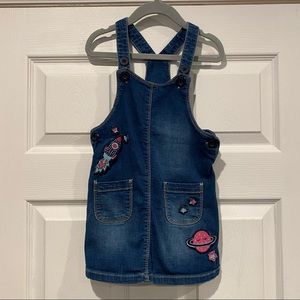 Denim Skirtall with Rocket/Planet Patches